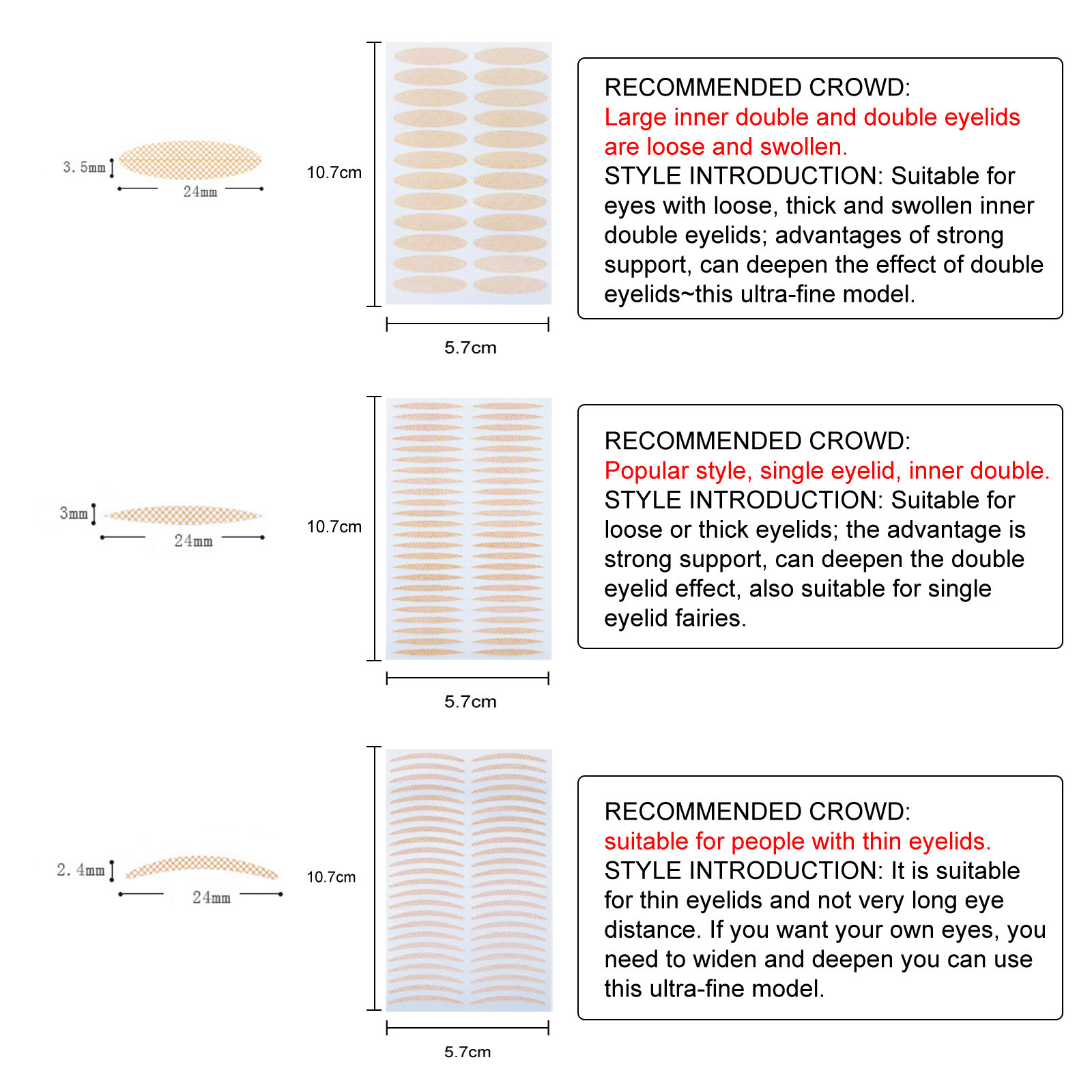 Double Eyelid Stickers Eyelid Tape Double Eyelid Patch Invisible Eyelid Tapes Set Instant Eyelid Lift for Saggy Hooded Droopy Uneven Women Beauty Makeup Tool