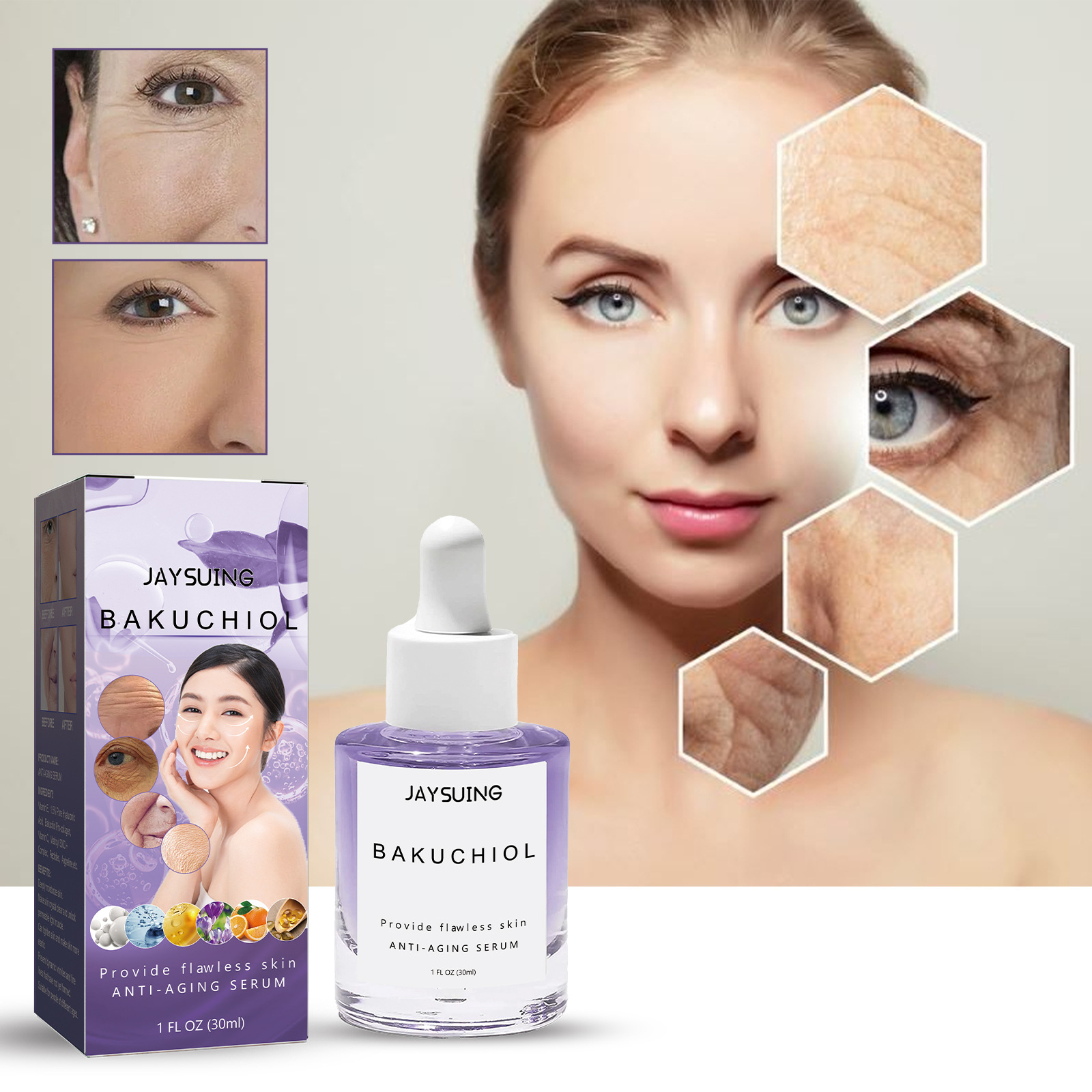 Collagen Remove Wrinkle Face Serum Lift Firming Anti Aging Fade Fine Lines Whitening Brightening Hydration Moisturizer Facial Skin Care Cosmetics