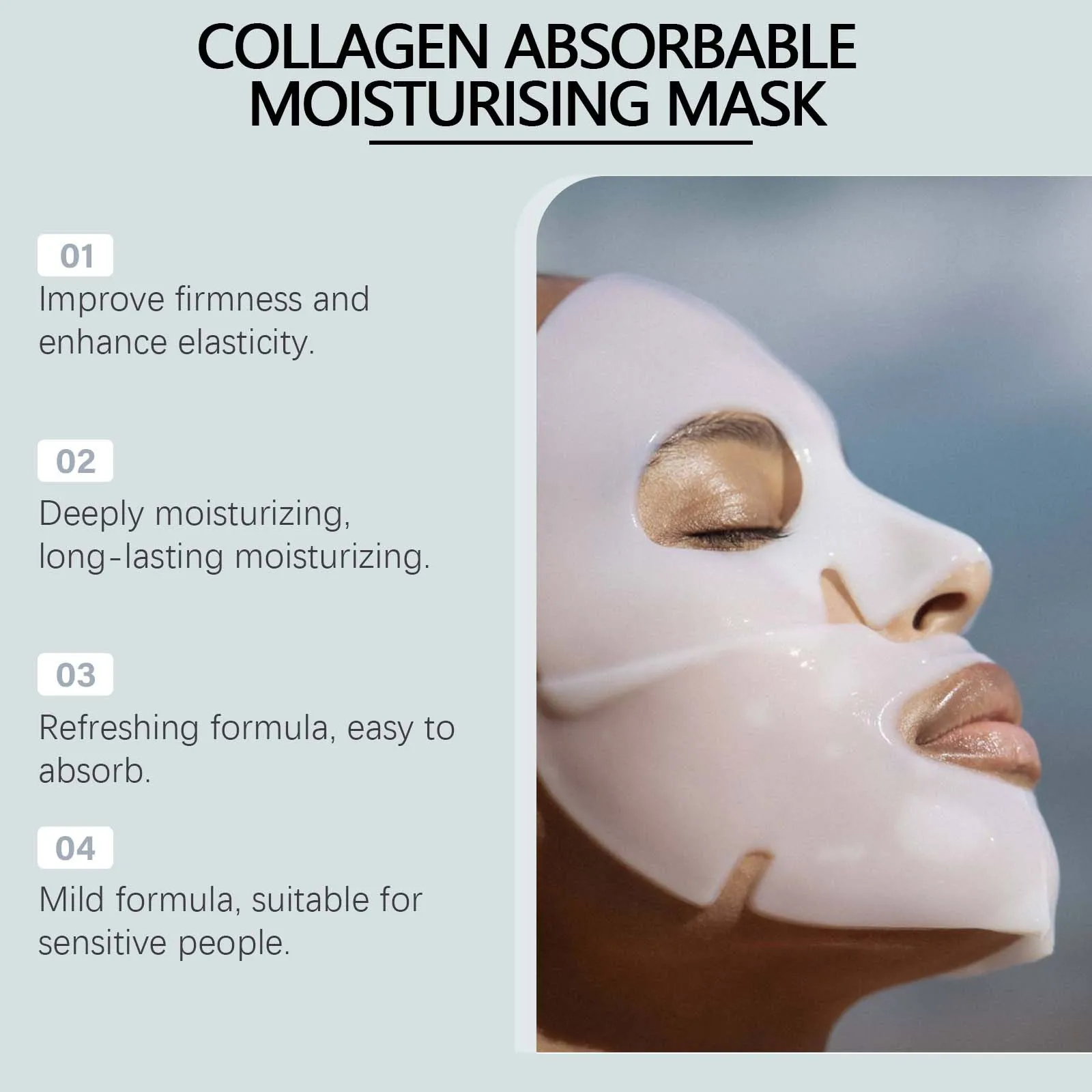 (4pcs Boxed) Collagen Face Mask Hydrating Firming Nourishing Shrinking Pores Fade Fine Lines Moisturizing Refreshing Hyaluronic Acid Sheet Mask Korean Skin Care