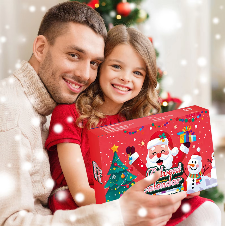 Advent Calendar Christmas Countdown Calendar 24PCS Collectible Christmas Doll Keychains Stocking Stuffers Kids Holiday Xmas Gift Box for Boys Girls
