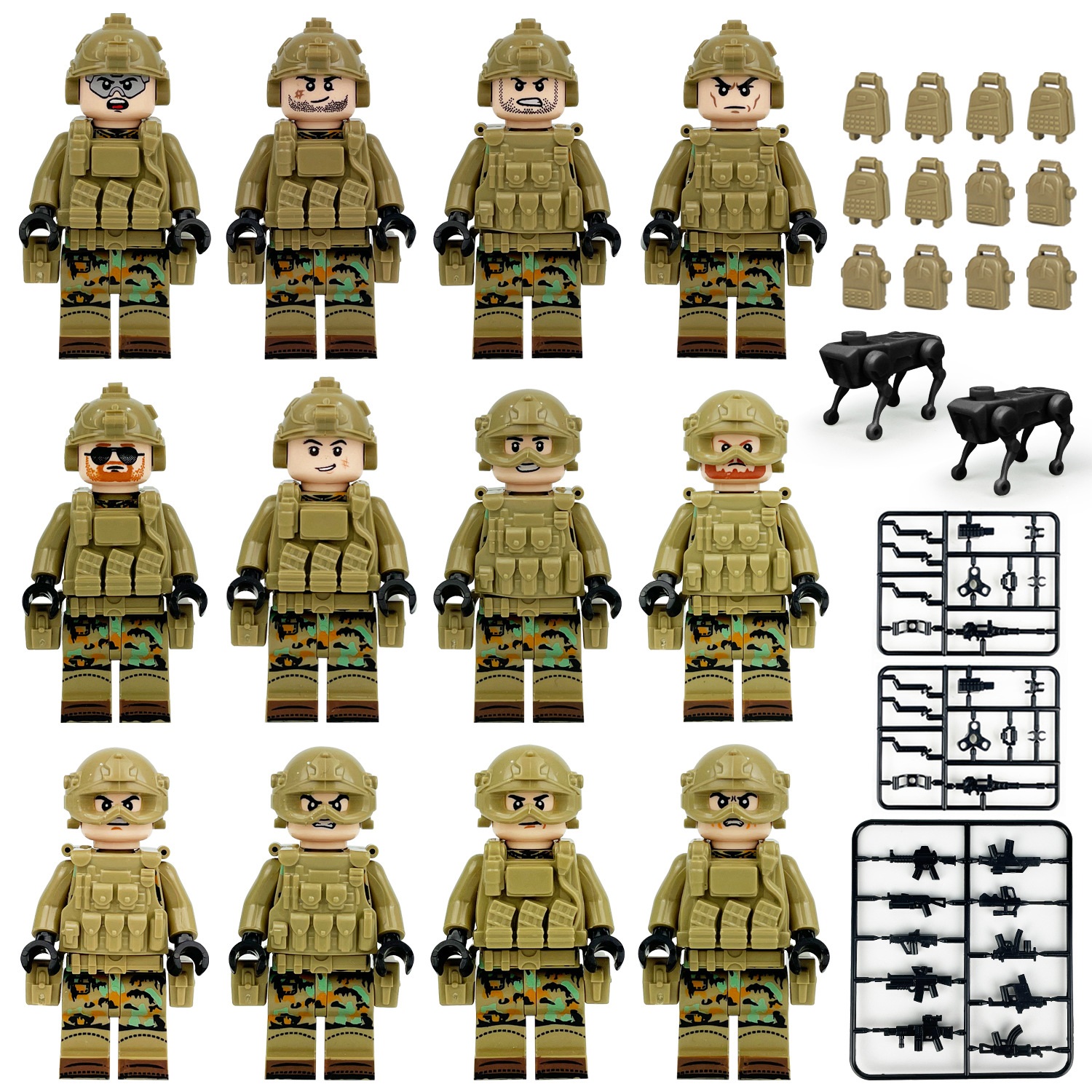 (Police B) Special Police Vanguard Team Mini Figures Toy Set Military Building Blocks with Weapons for Imaginative War Games for Kids