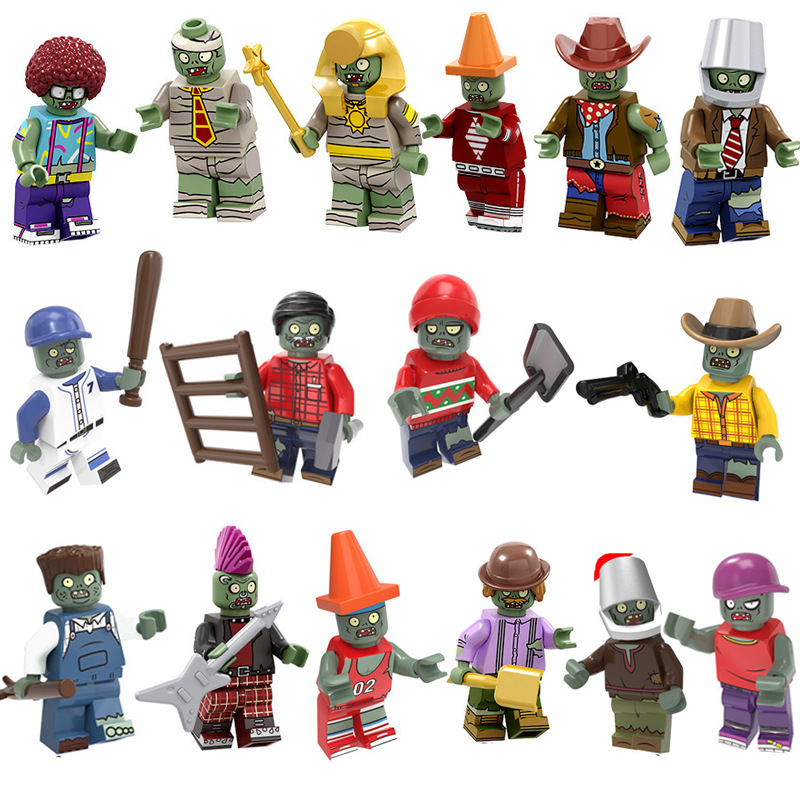 (Zombies C) Zombie Mini Figures Set Plants V.S. Zombies Building Blocks for Scene Decoration Role Play Collection Series Strategy Game Toys for Kids