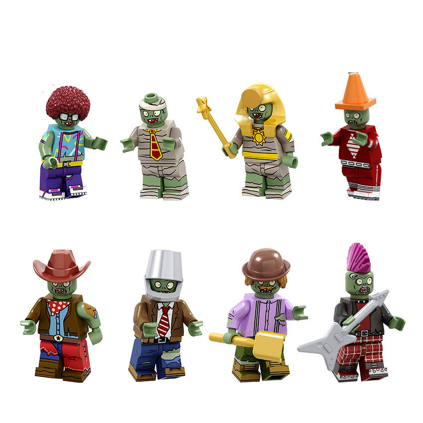 (Zombies C) Zombie Mini Figures Set Plants V.S. Zombies Building Blocks for Scene Decoration Role Play Collection Series Strategy Game Toys for Kids