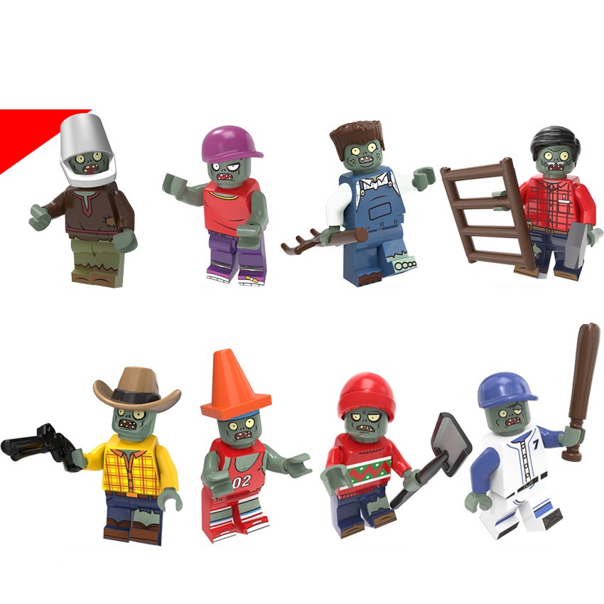 (Zombies C) Zombie Mini Figures Set Plants V.S. Zombies Building Blocks for Scene Decoration Role Play Collection Series Strategy Game Toys for Kids