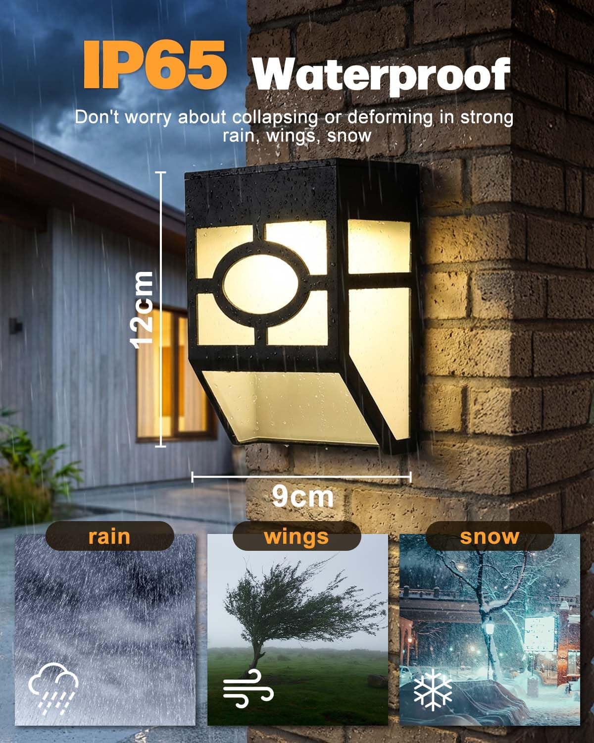 (8 PCS) Solar Lights Outdoor Garden 8-Pack IP65 Waterproof Solar Fence Lights with Warm White Multi-Colour Changing, Solar LED Garden Lights Deck Stairs