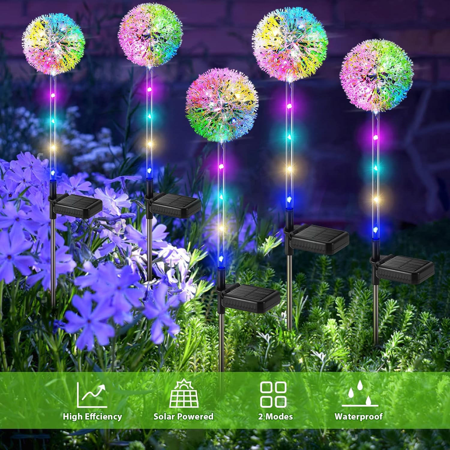 Solar Lights Outdoor Garden 4 Pack Dandelion Garden Lights with 16 Colourful LEDs Waterproof Solar Flower Lights for Lawn Yard Garden Ornaments Outdoor