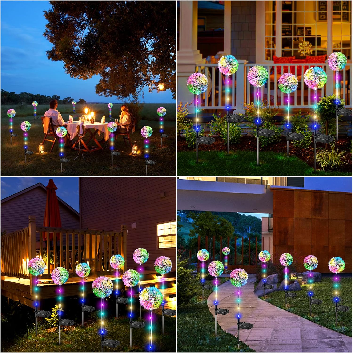 Solar Lights Outdoor Garden 4 Pack Dandelion Garden Lights with 16 Colourful LEDs Waterproof Solar Flower Lights for Lawn Yard Garden Ornaments Outdoor