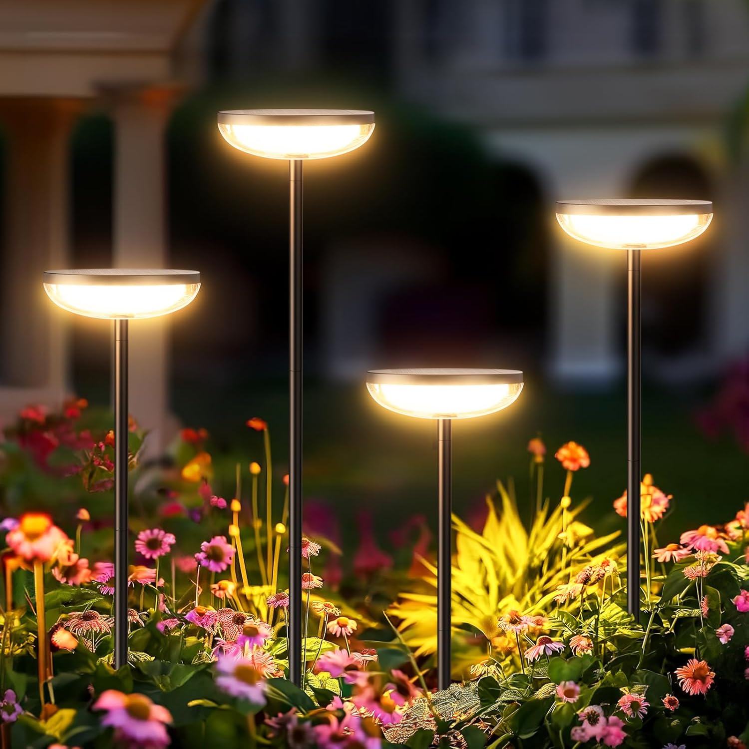 Solar Garden Lights 4 Pack Solar Lights Outdoor Garden Built in 1000mAh Battery Outdoor Ornaments Solar Powered Waterproof for Yard Patio Pathway Decoration 