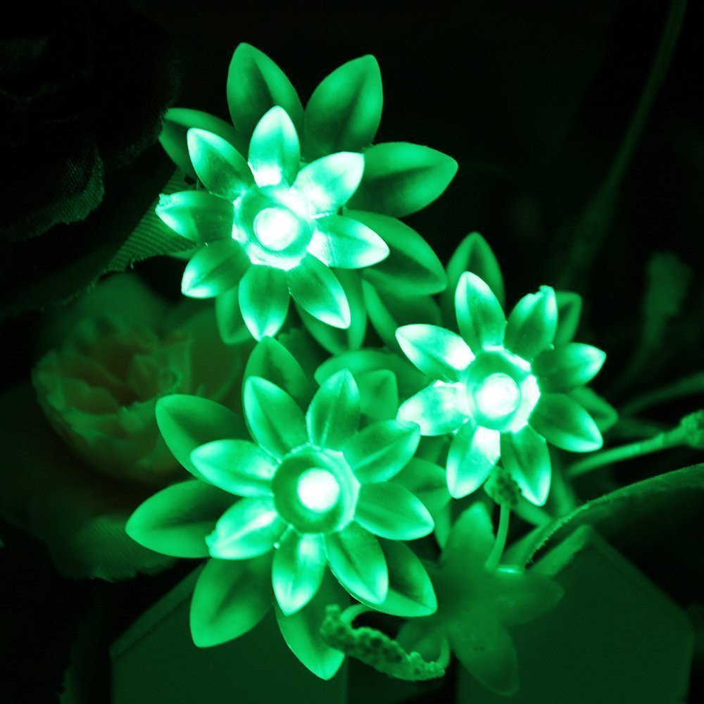 Solar Lotus Flower String Lights 20 LED Double Layer Cherry blossoms Fairy Lights for Garden Fence Patio Yard Christmas