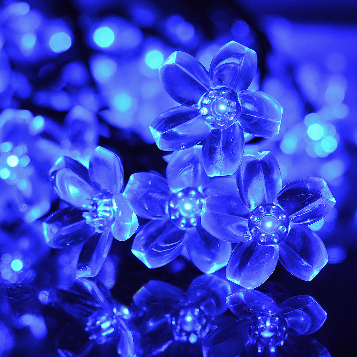 (Lotus white) Solar Lotus Flower String Lights 20 LED Double Layer Cherry blossoms Fairy Lights for Garden Fence Patio Yard Christmas