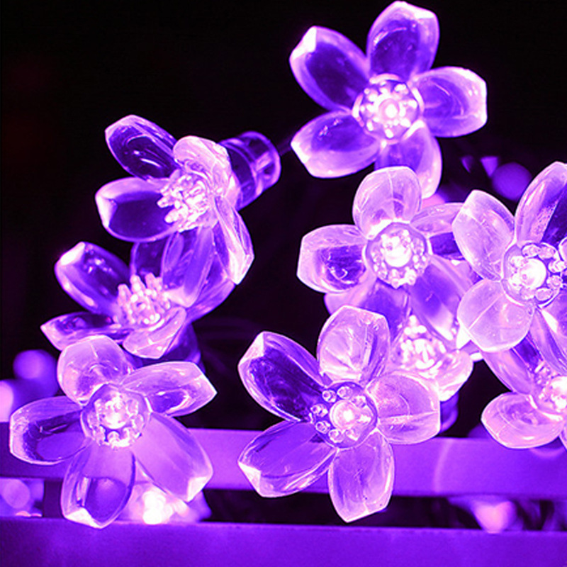 (Lotus white) Solar Lotus Flower String Lights 20 LED Double Layer Cherry blossoms Fairy Lights for Garden Fence Patio Yard Christmas