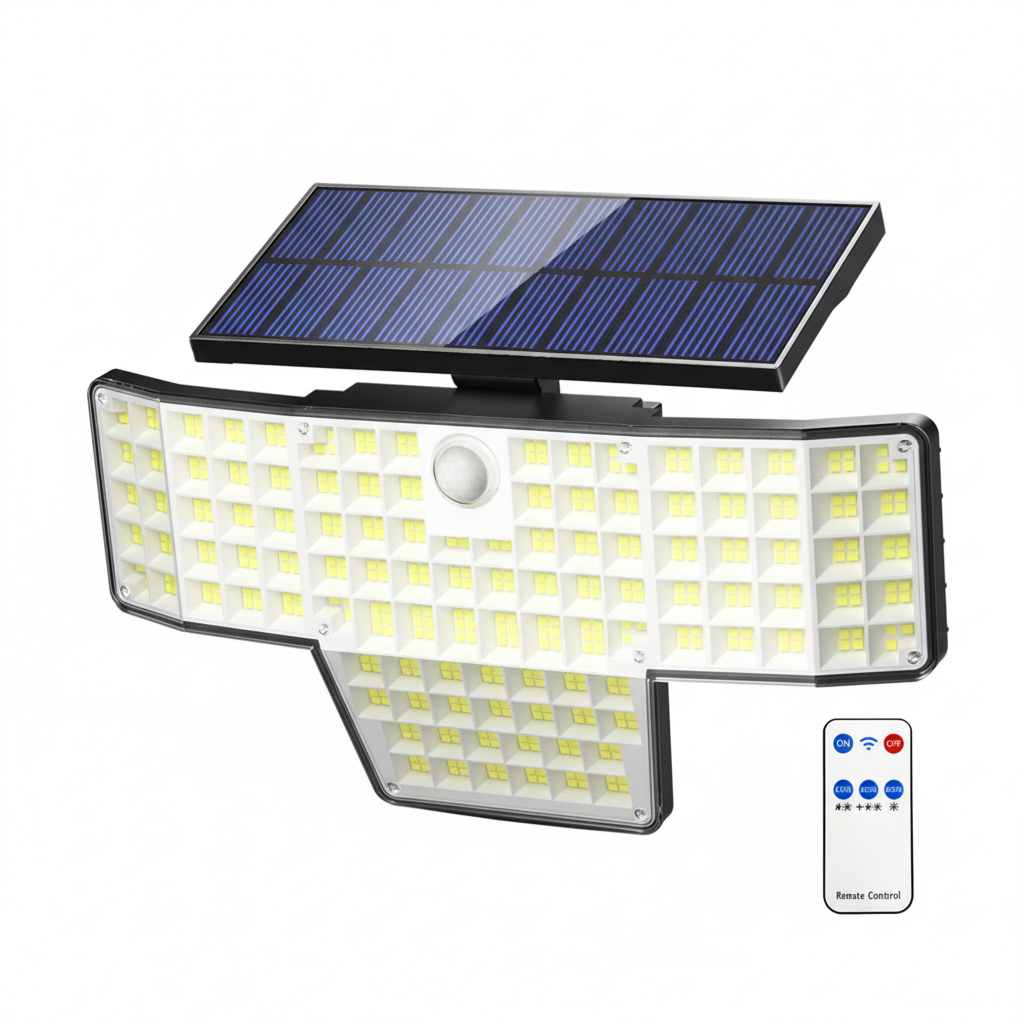 Solar Lights Outdoor 448 LED Flood Light IP65 Waterproof Solar Street Lights with Motion Sensor and Remote Control for Garden