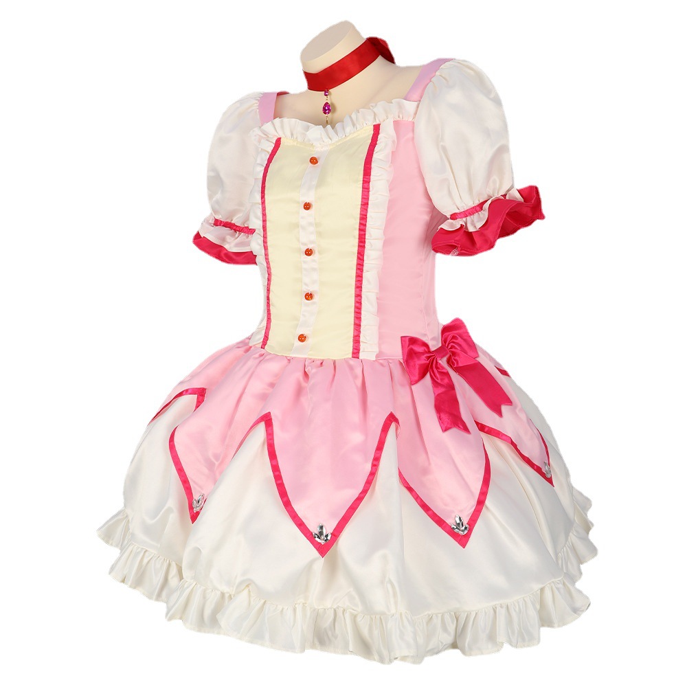 (S) Kids Madoka Kaname Magical Girl Costume Anime Cosplay Outfit for Halloween Party Stage Performance