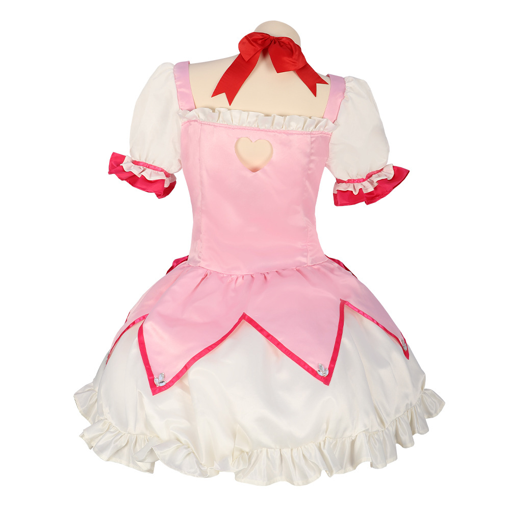 (S) Kids Madoka Kaname Magical Girl Costume Anime Cosplay Outfit for Halloween Party Stage Performance
