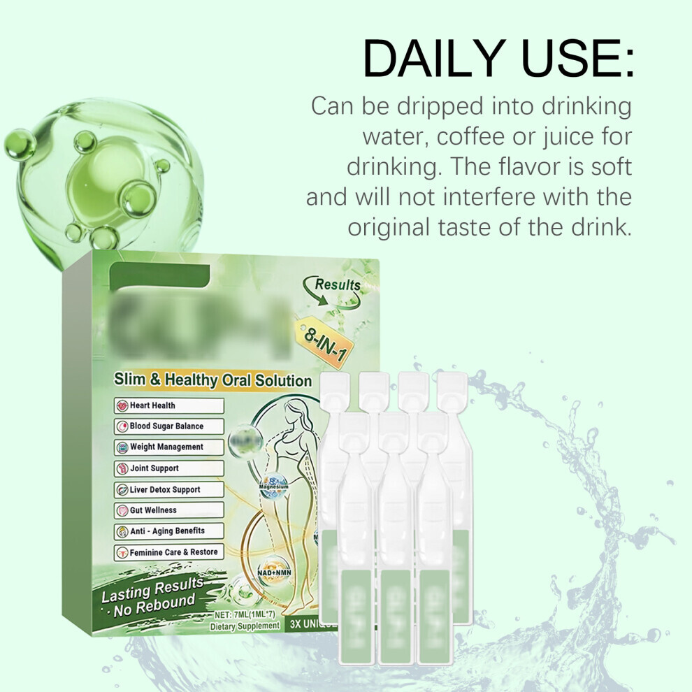 3 Packs 8In1 Slim Healthy Oral Solution Liquid Drops Weight Loss Firming Skin Body Shaping