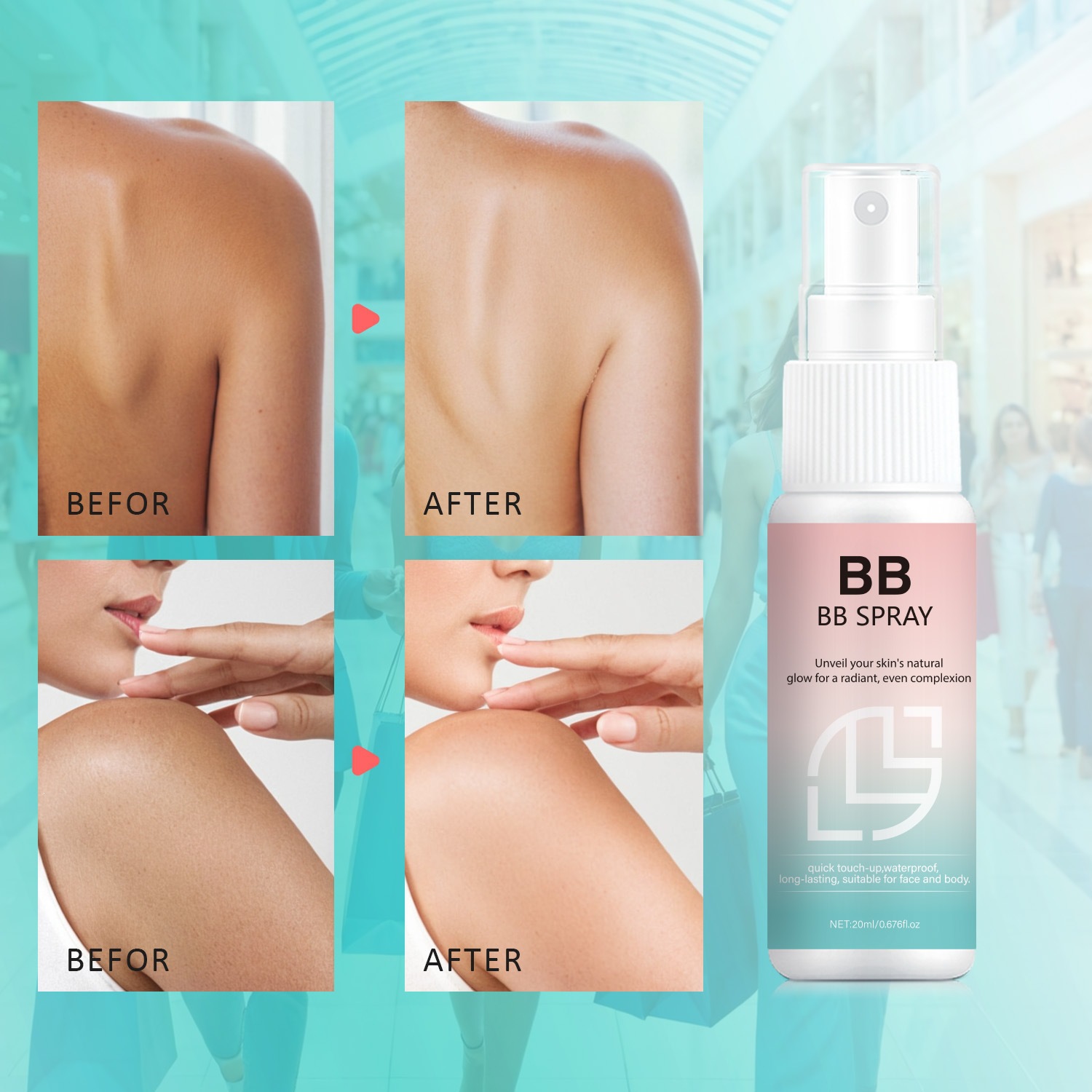 BB Concealer Spray 20ml Waterproof Sweat Resistant Isolation Primer for Daily Quick Makeup Natural