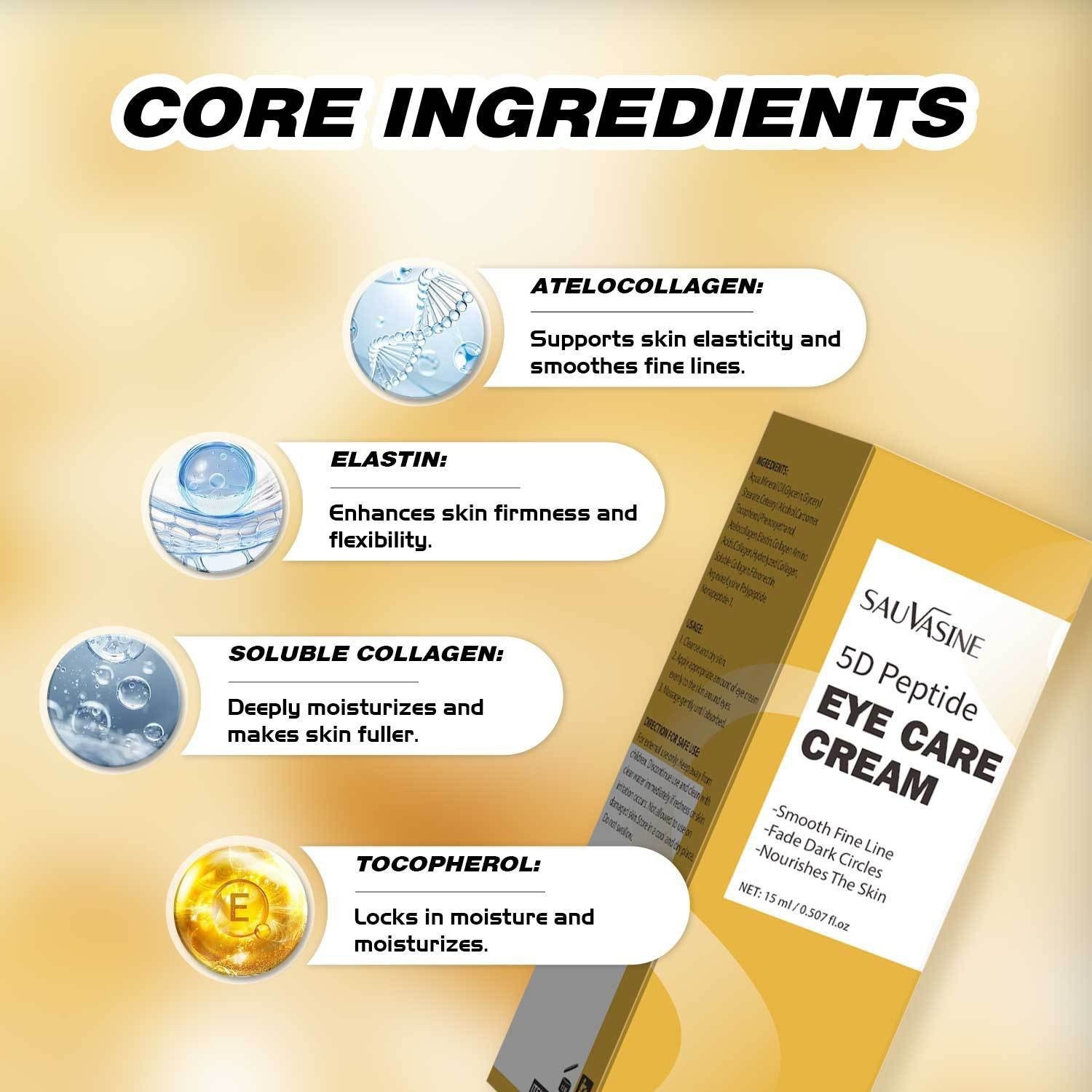 Peptide Eye Care Cream Firming Hydrating Fine Line Reducing for Daily Eye Care Natural 15ml