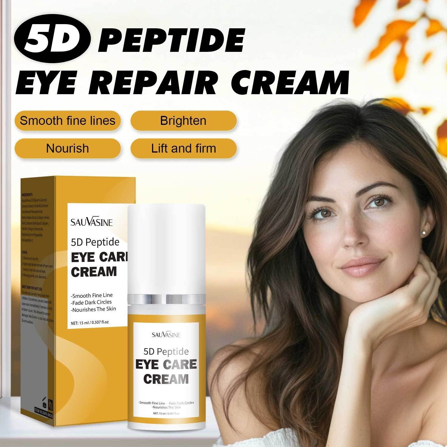 Peptide Eye Care Cream Firming Hydrating Fine Line Reducing for Daily Eye Care Natural 15ml
