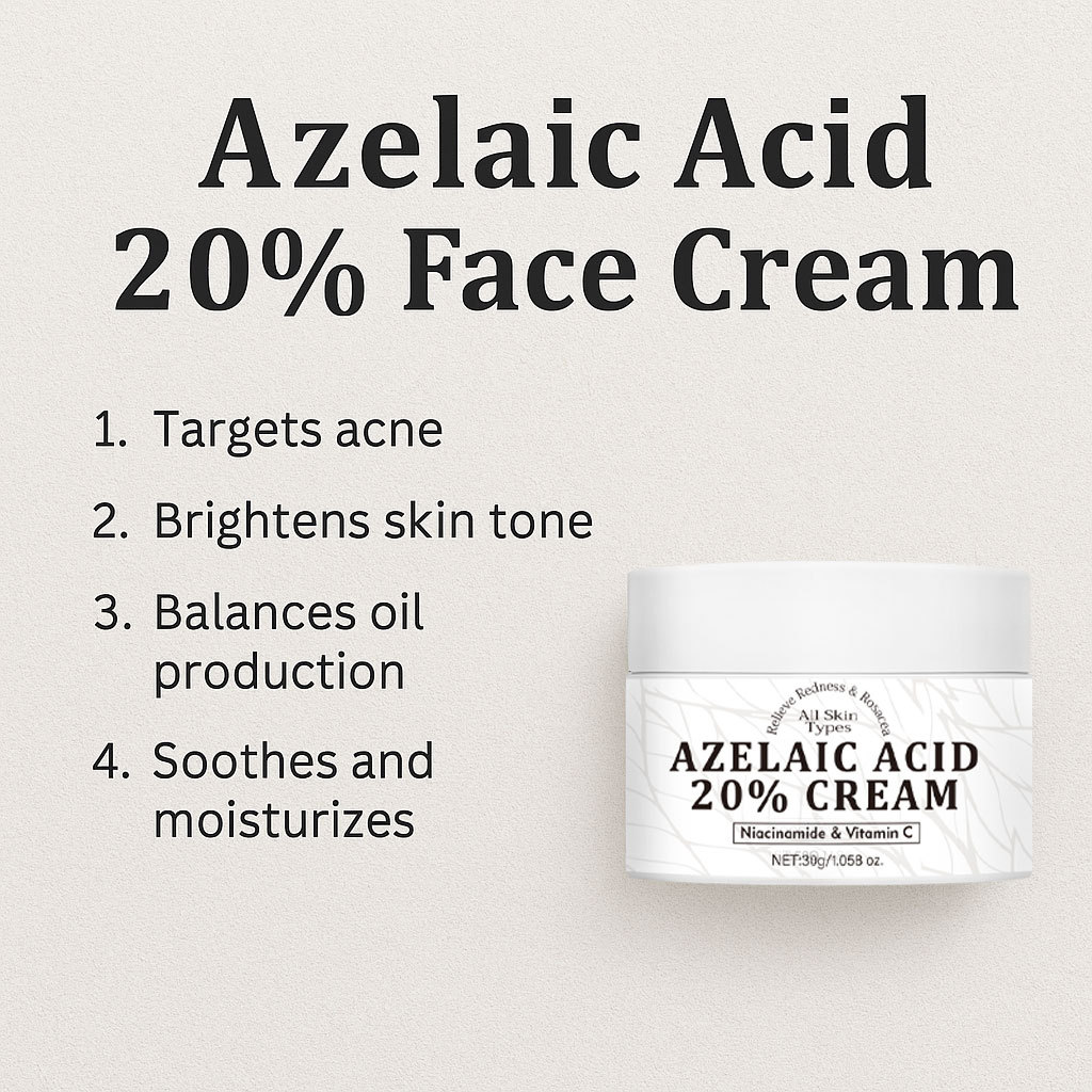 Azelaic Acid 20 Percent Cream Moisturizing Gentle Soothing For Dry Sensitive Skin Daily Face Skincare Treatment