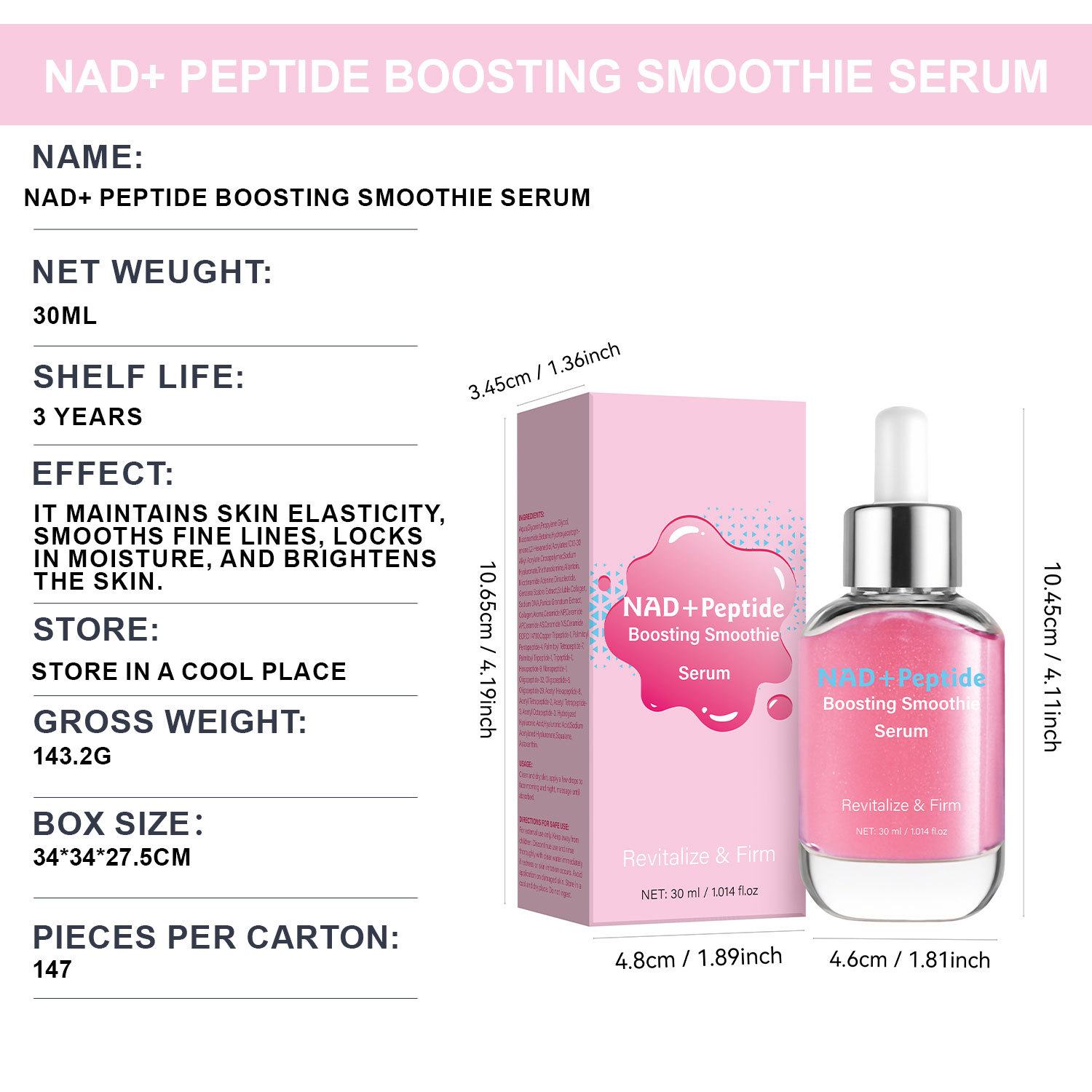 NAD Plus Peptide Rejuvenating Essence For Facial Repair Soothing Skin Daily Revitalizing Face Care Treatment