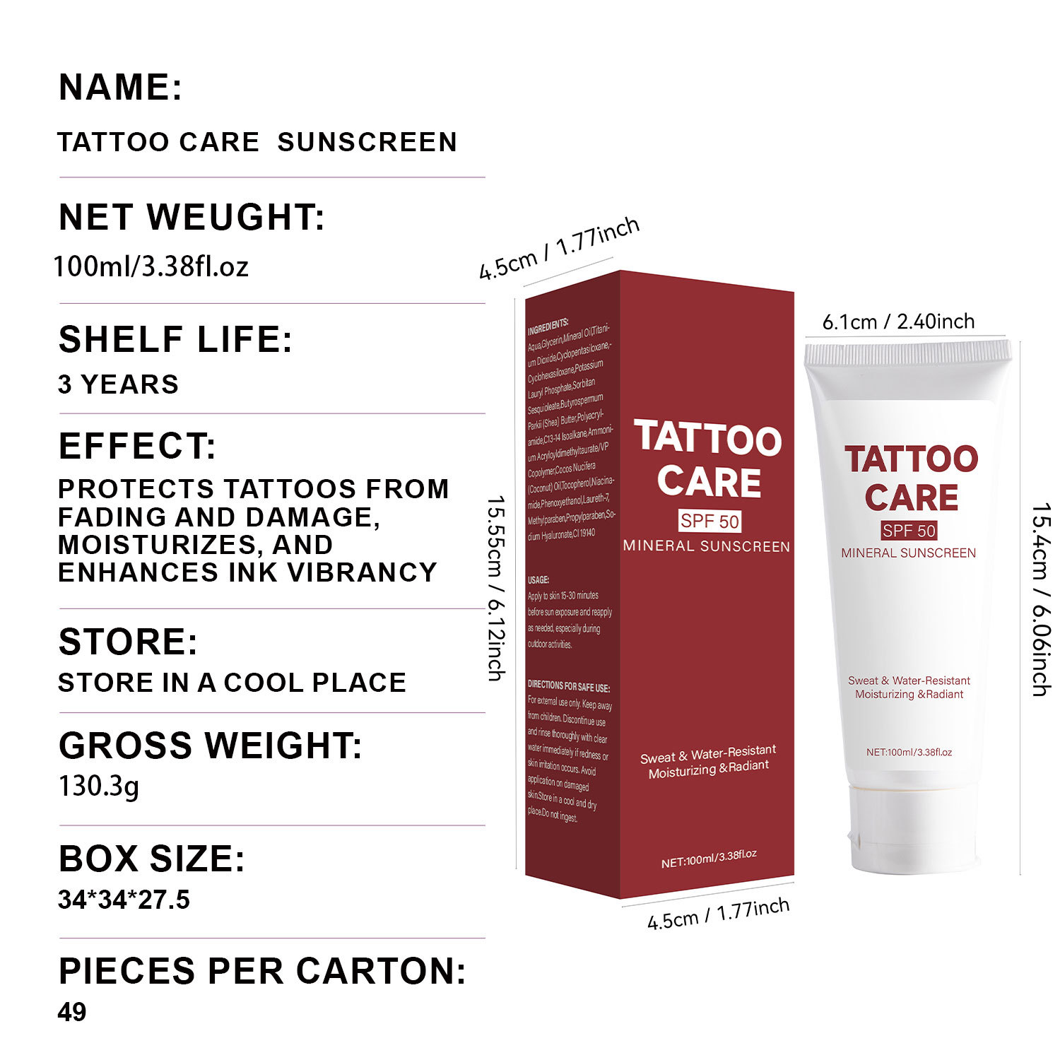 Tattoo Aftercare Protective Shield Cream Isolating Barrier Repair For Newly Tattooed Skin Daily Moisturizing Care 100ml