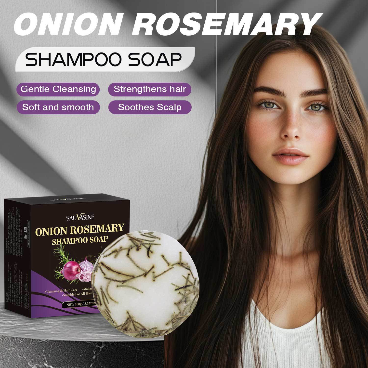 Rosemary Onion Solid Shampoo Bar Nourishing Scalp Strengthening Hair Root Daily Cleansing And Repair Treatment