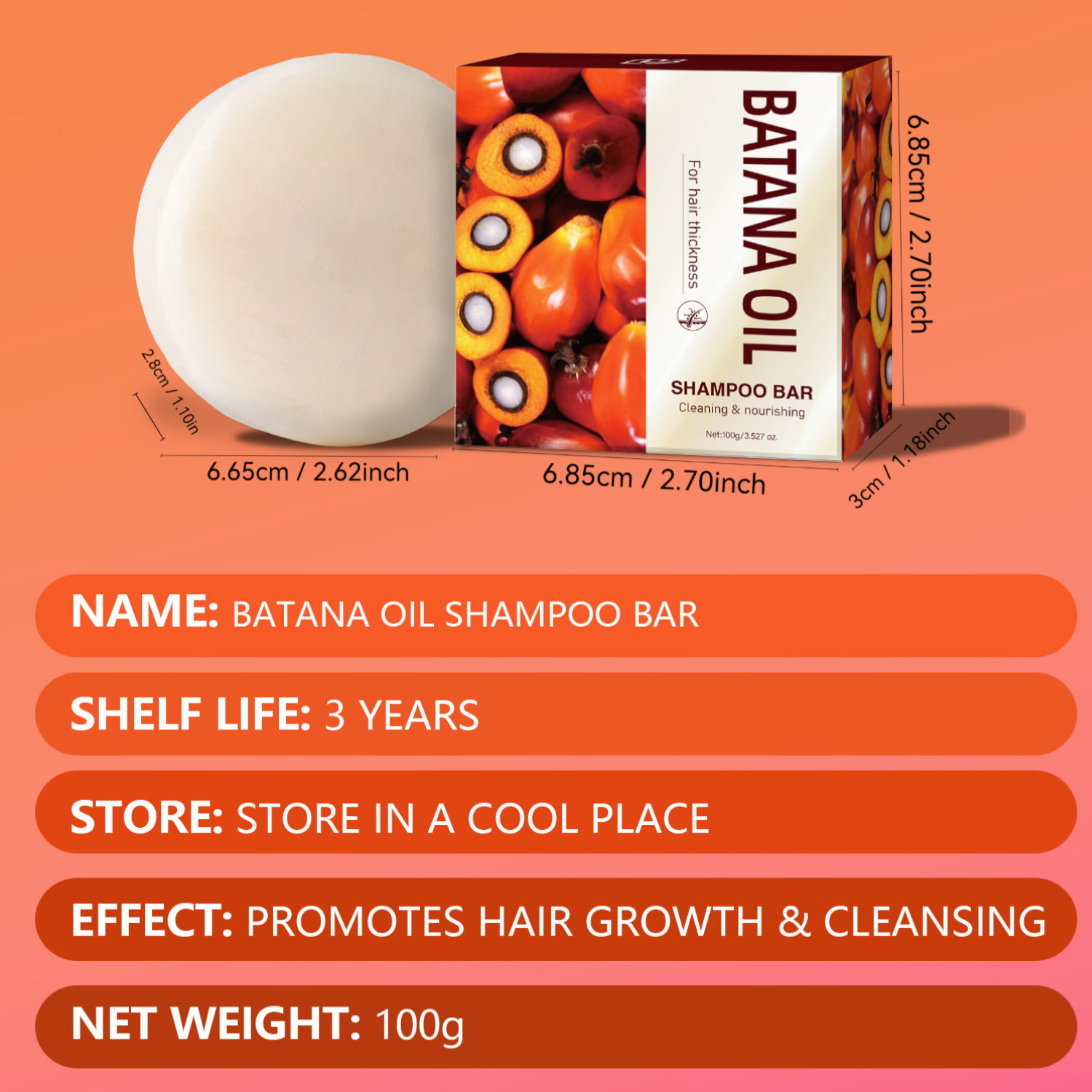 Batana Shampoo Bar Nourishing Scalp Strengthening Roots For Dry Damaged Hair Daily Deep Cleansing And Repair 100g