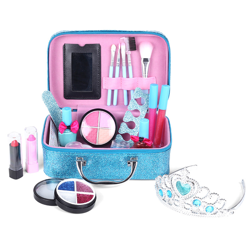(22pcs crown) Kids Makeup Kit for Girl Real Washable Makeup Set Toys Little Girls Pretend Play for Toddler Kid Children Princess Birthday Gift