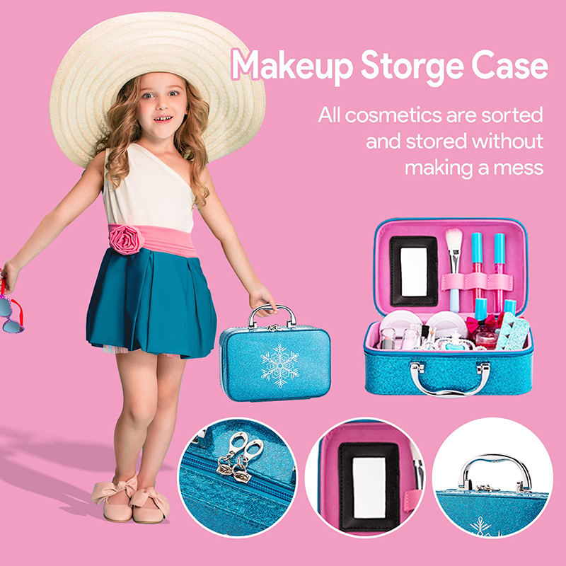 (22pcs crown) Kids Makeup Kit for Girl Real Washable Makeup Set Toys Little Girls Pretend Play for Toddler Kid Children Princess Birthday Gift
