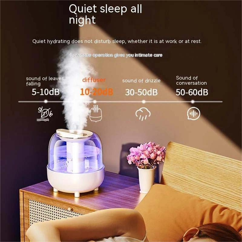 (White) 4l Large Capacity Spray Usb Humidifier Night Light Hydrating Triple Filter Water Can Add Essential Oil Diffuser Air Humificador