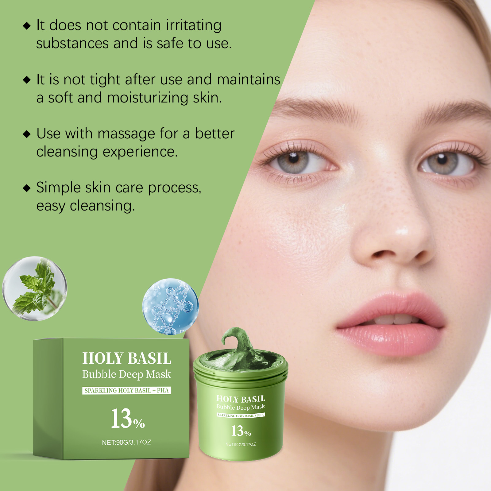 Facial Cleansing Bubble Mask Mild Purifying Oil Control Blackhead Removing Hydrating Moisturizing Soft Smooth Refreshing Watery Bright Skin