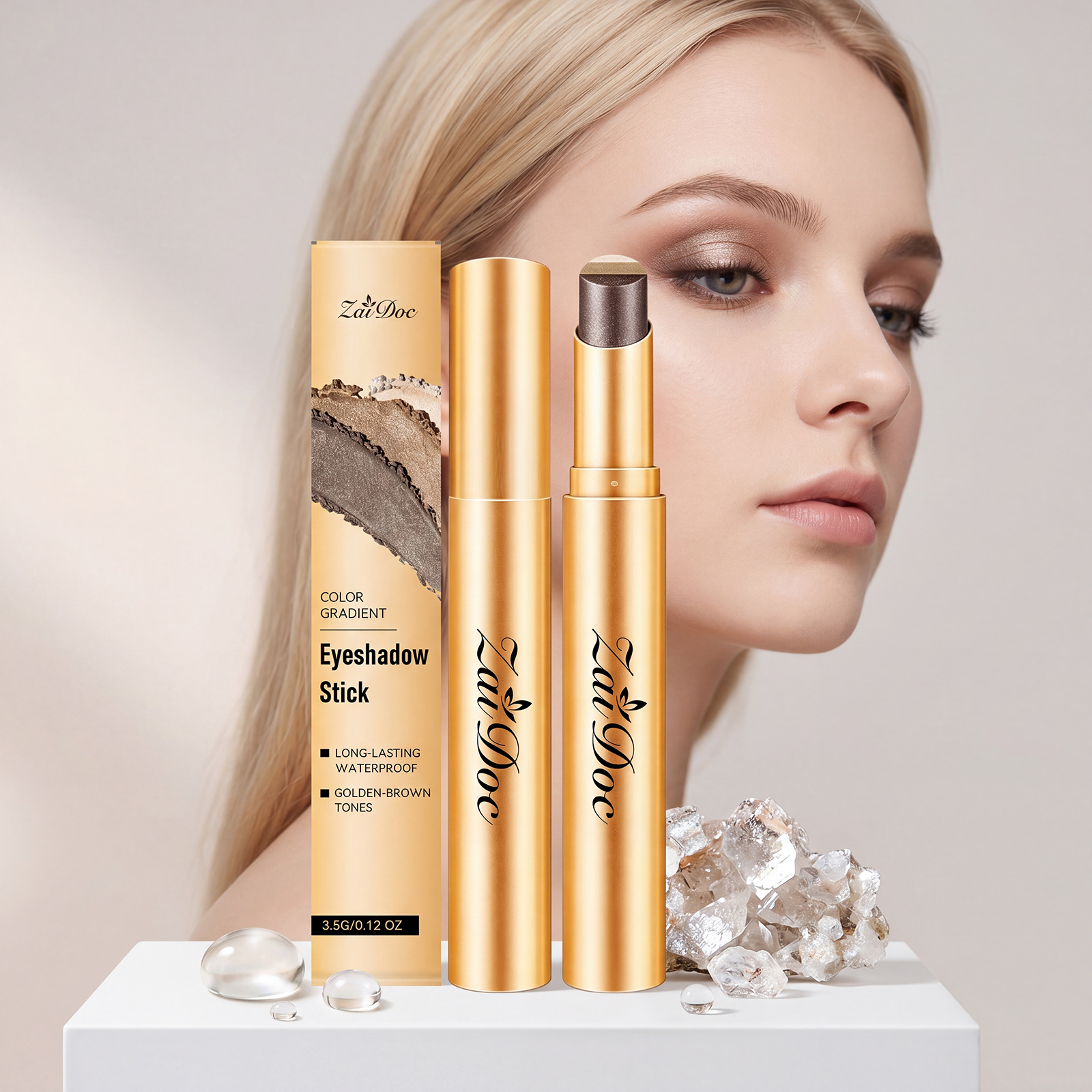 (Pearlescent Earth Tone) Eyeshadow Stick Long Lasting Multi Color Silky Pigmented Compact Bright Create Makeup Look For Daily Beauty Styling
