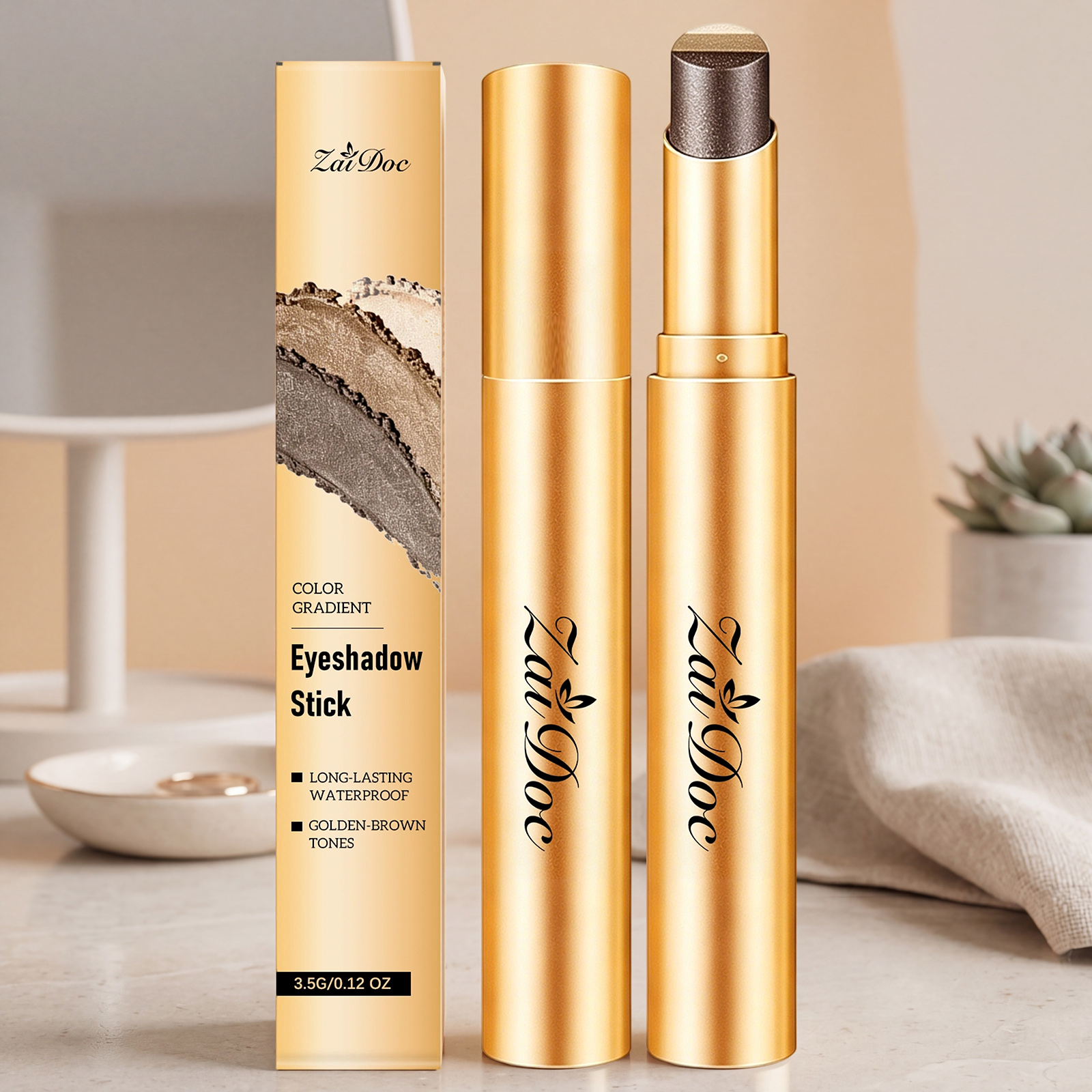 (Pearlescent Earth Tone) Eyeshadow Stick Long Lasting Multi Color Silky Pigmented Compact Bright Create Makeup Look For Daily Beauty Styling