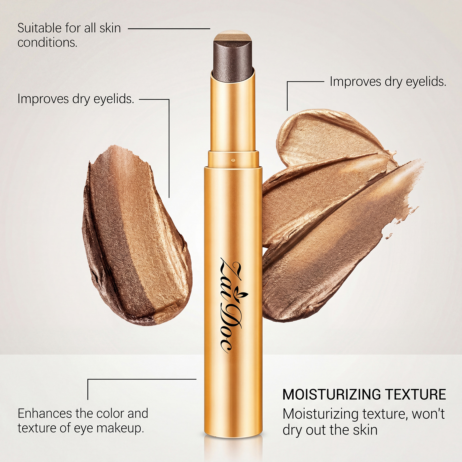(Pearlescent Earth Tone) Eyeshadow Stick Long Lasting Multi Color Silky Pigmented Compact Bright Create Makeup Look For Daily Beauty Styling