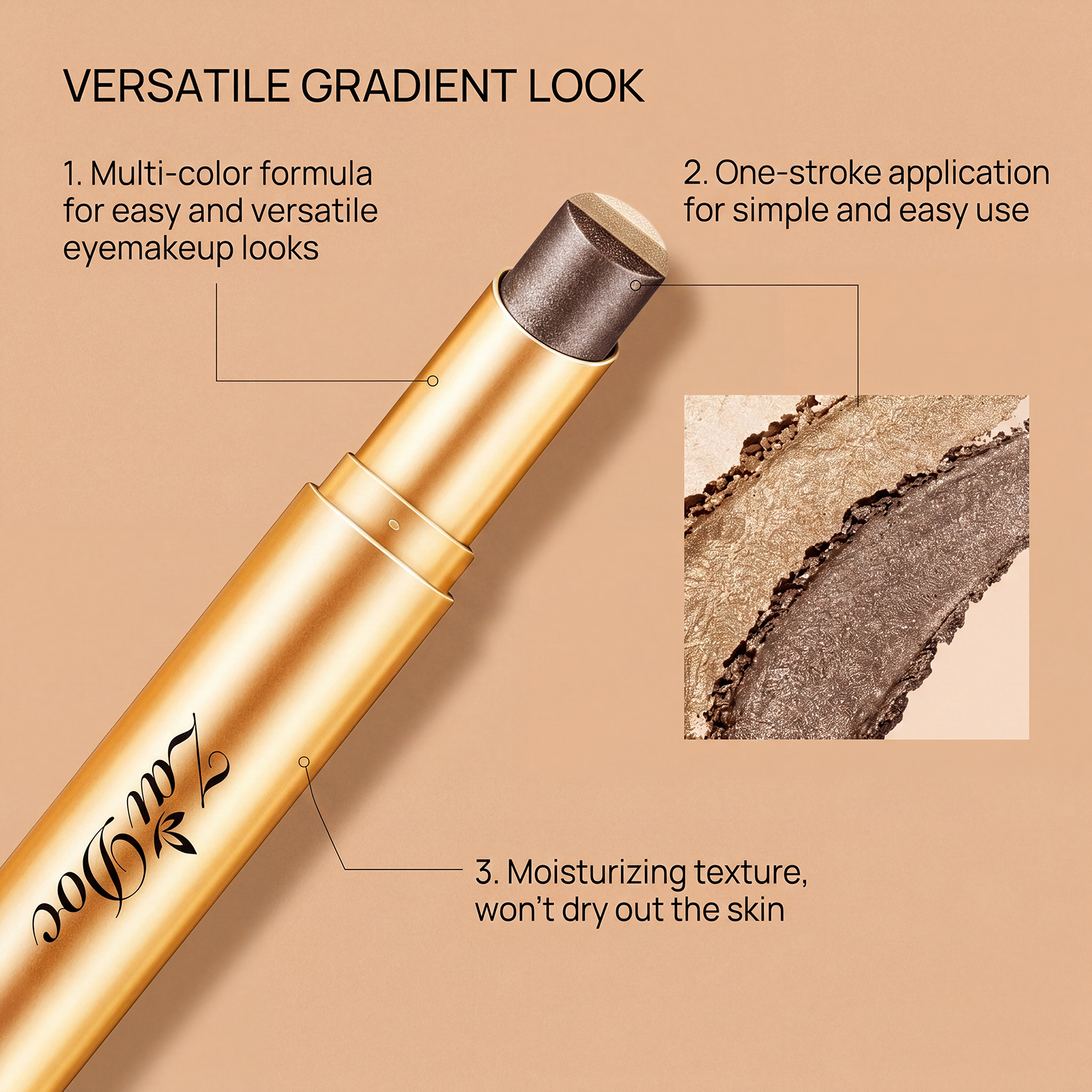 (Pearlescent Earth Tone) Eyeshadow Stick Long Lasting Multi Color Silky Pigmented Compact Bright Create Makeup Look For Daily Beauty Styling