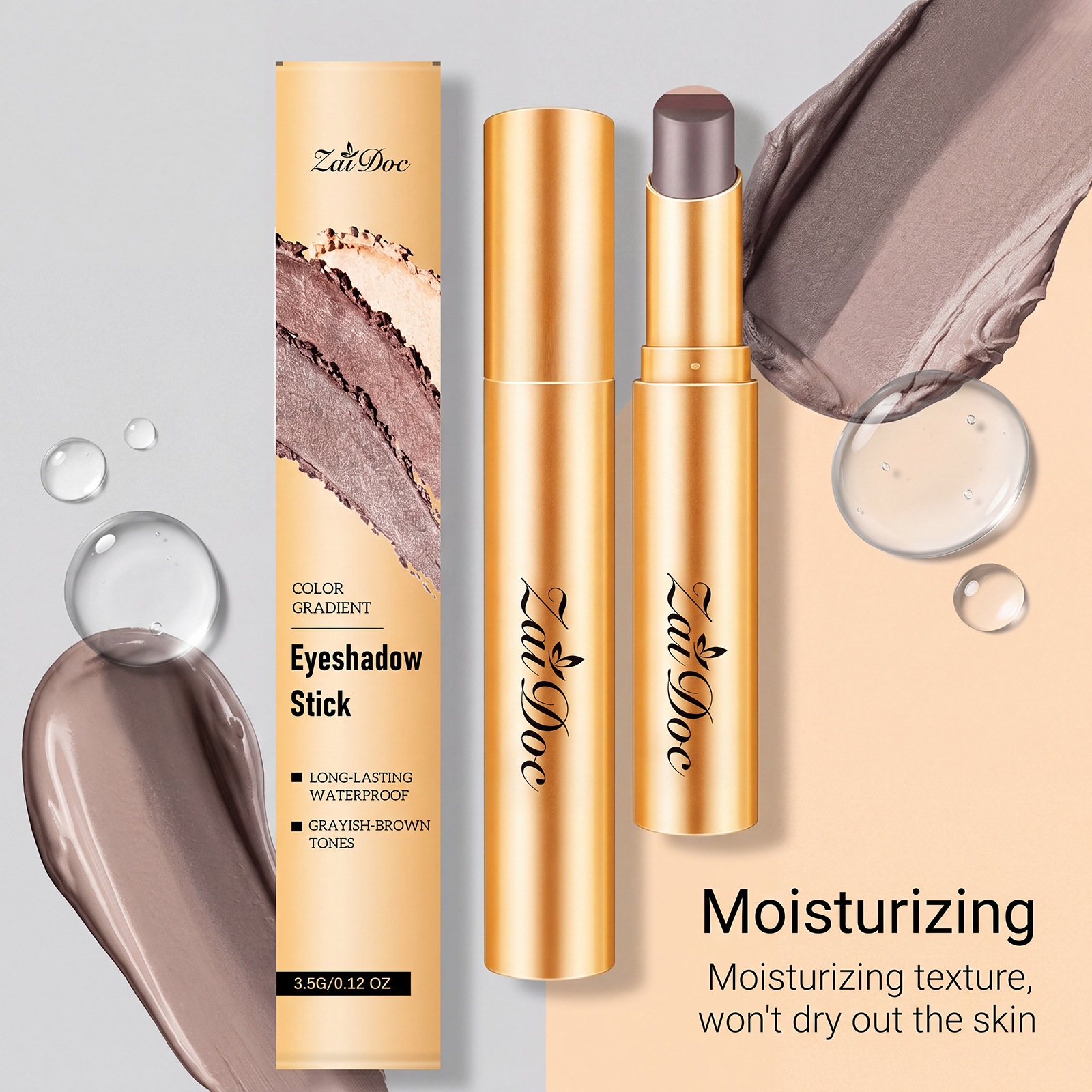 (Pearlescent Earth Tone) Eyeshadow Stick Long Lasting Multi Color Silky Pigmented Compact Bright Create Makeup Look For Daily Beauty Styling
