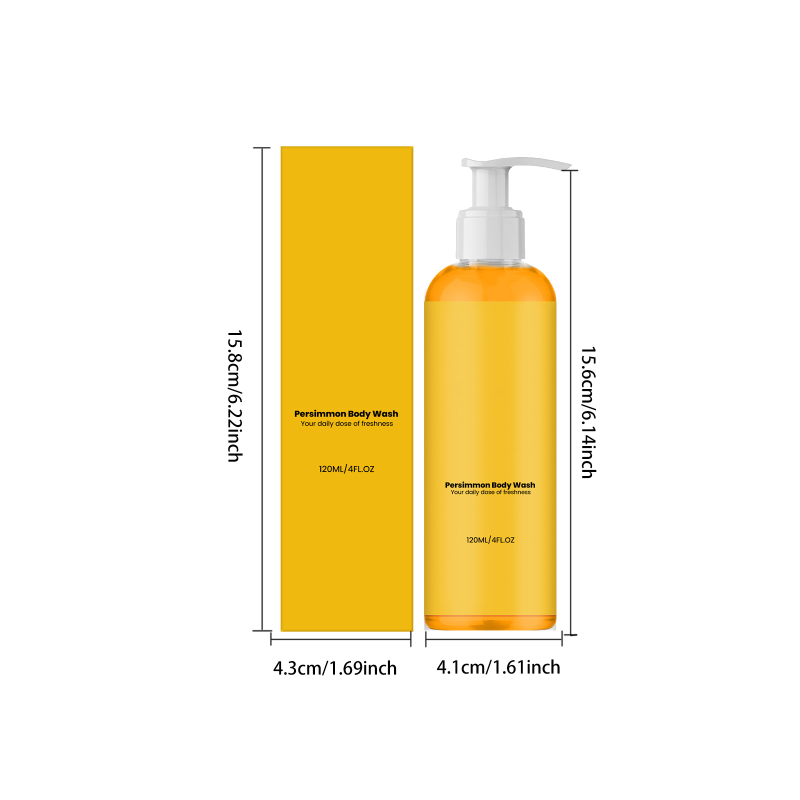 Persimmon Refreshing Body Wash Thick Foam Soft Care Easy Rinse Clean Fresh Fragrance Mild For Whole Skin Bath Use