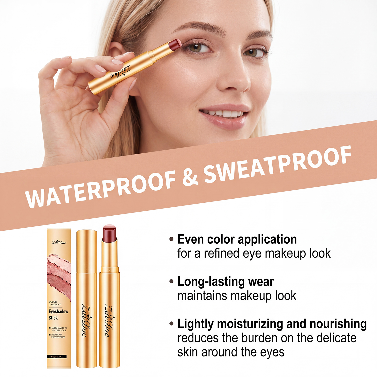 (Pearlescent Earth Tone) Eyeshadow Stick Long Lasting Multi Color Silky Pigmented Compact Bright Create Makeup Look For Daily Beauty Styling