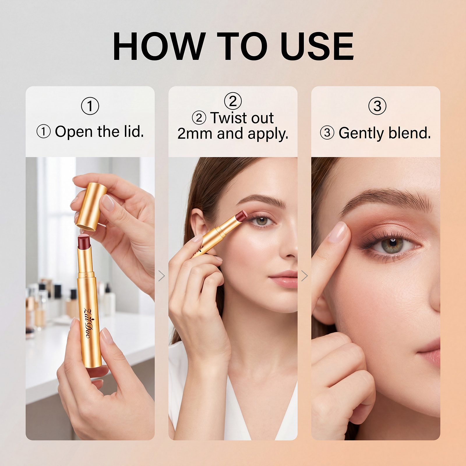 (Pearlescent Earth Tone) Eyeshadow Stick Long Lasting Multi Color Silky Pigmented Compact Bright Create Makeup Look For Daily Beauty Styling