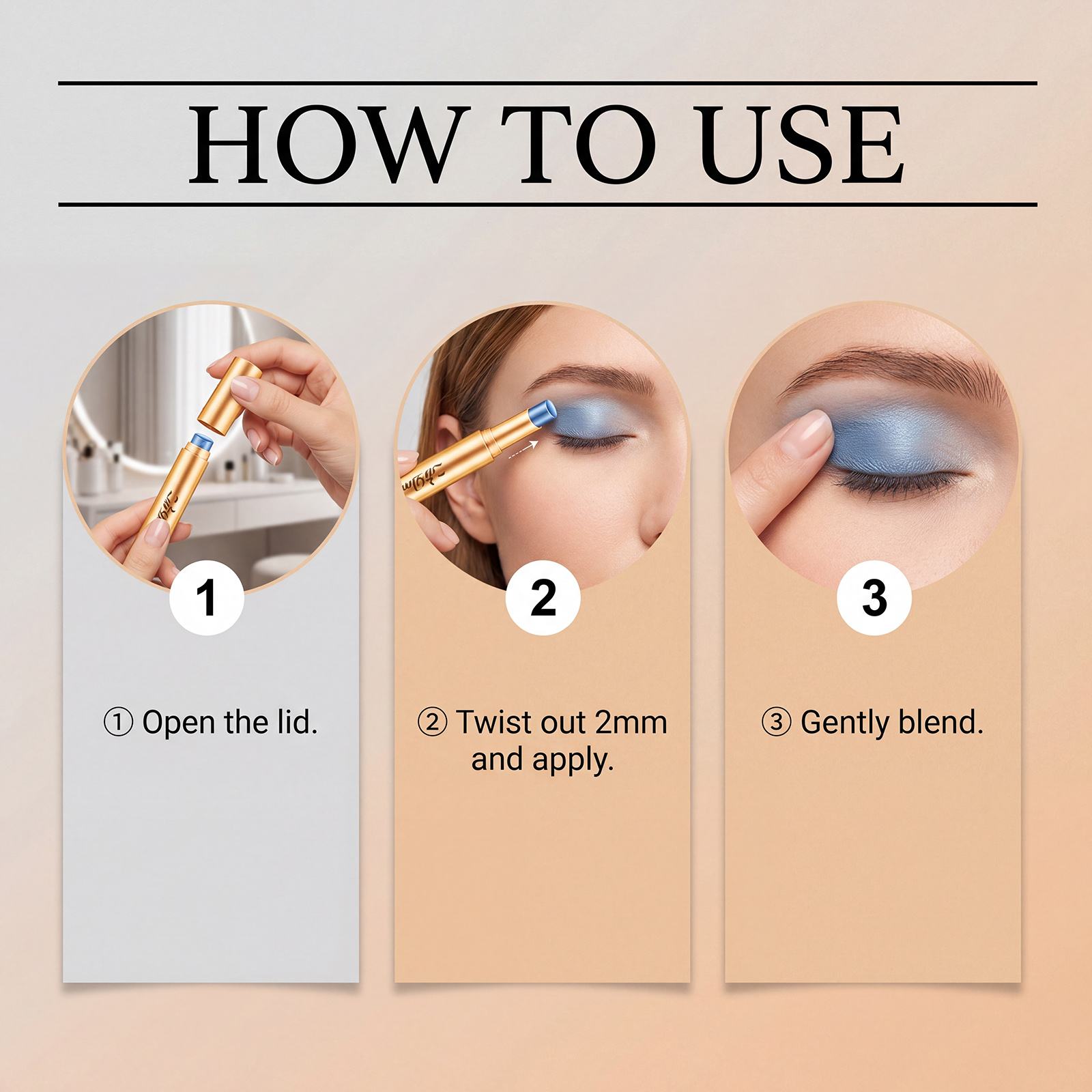 (Pearlescent Earth Tone) Eyeshadow Stick Long Lasting Multi Color Silky Pigmented Compact Bright Create Makeup Look For Daily Beauty Styling