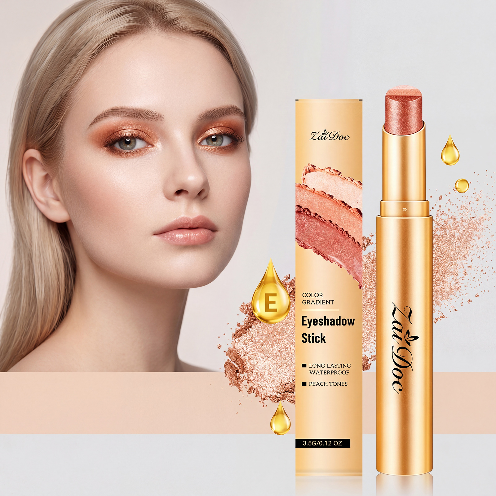 (Pearlescent Earth Tone) Eyeshadow Stick Long Lasting Multi Color Silky Pigmented Compact Bright Create Makeup Look For Daily Beauty Styling