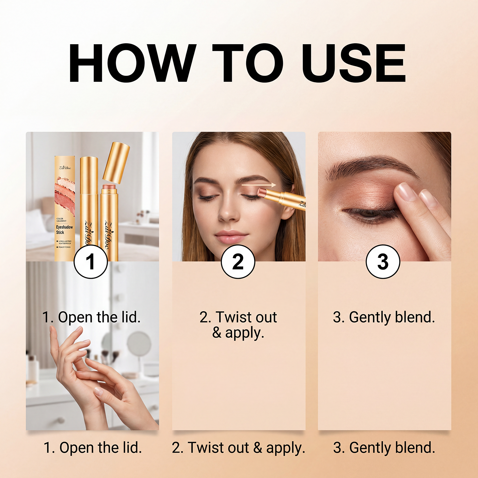 (Pearlescent Earth Tone) Eyeshadow Stick Long Lasting Multi Color Silky Pigmented Compact Bright Create Makeup Look For Daily Beauty Styling