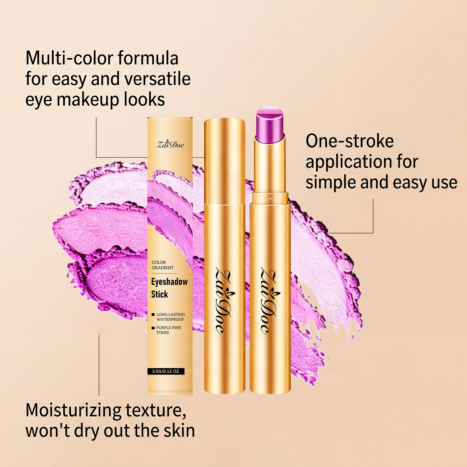 (Pearlescent Earth Tone) Eyeshadow Stick Long Lasting Multi Color Silky Pigmented Compact Bright Create Makeup Look For Daily Beauty Styling