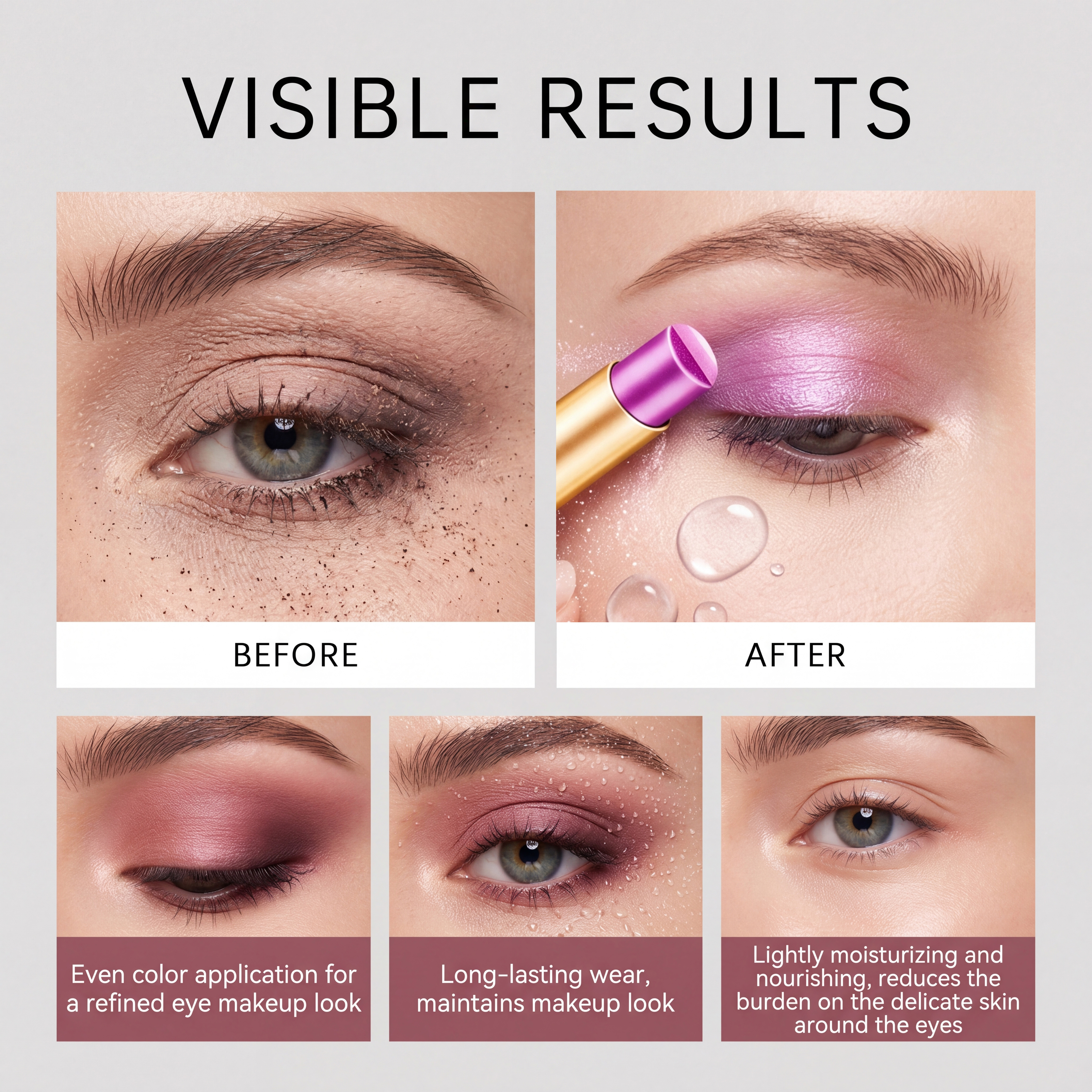 (Pearlescent Earth Tone) Eyeshadow Stick Long Lasting Multi Color Silky Pigmented Compact Bright Create Makeup Look For Daily Beauty Styling