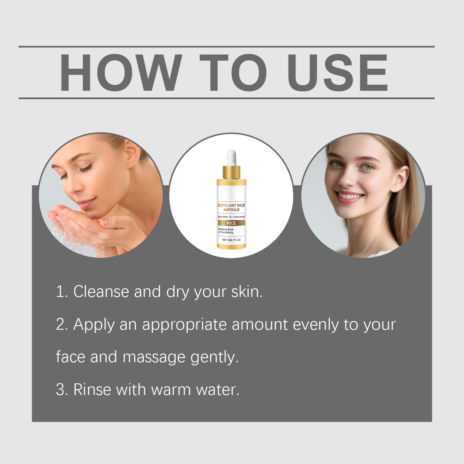 Rice Essence Liquid Exfoliating Cleansing Refreshing Non Sticky Nourishing Smooth Moisturizing Facial Skin Care Product