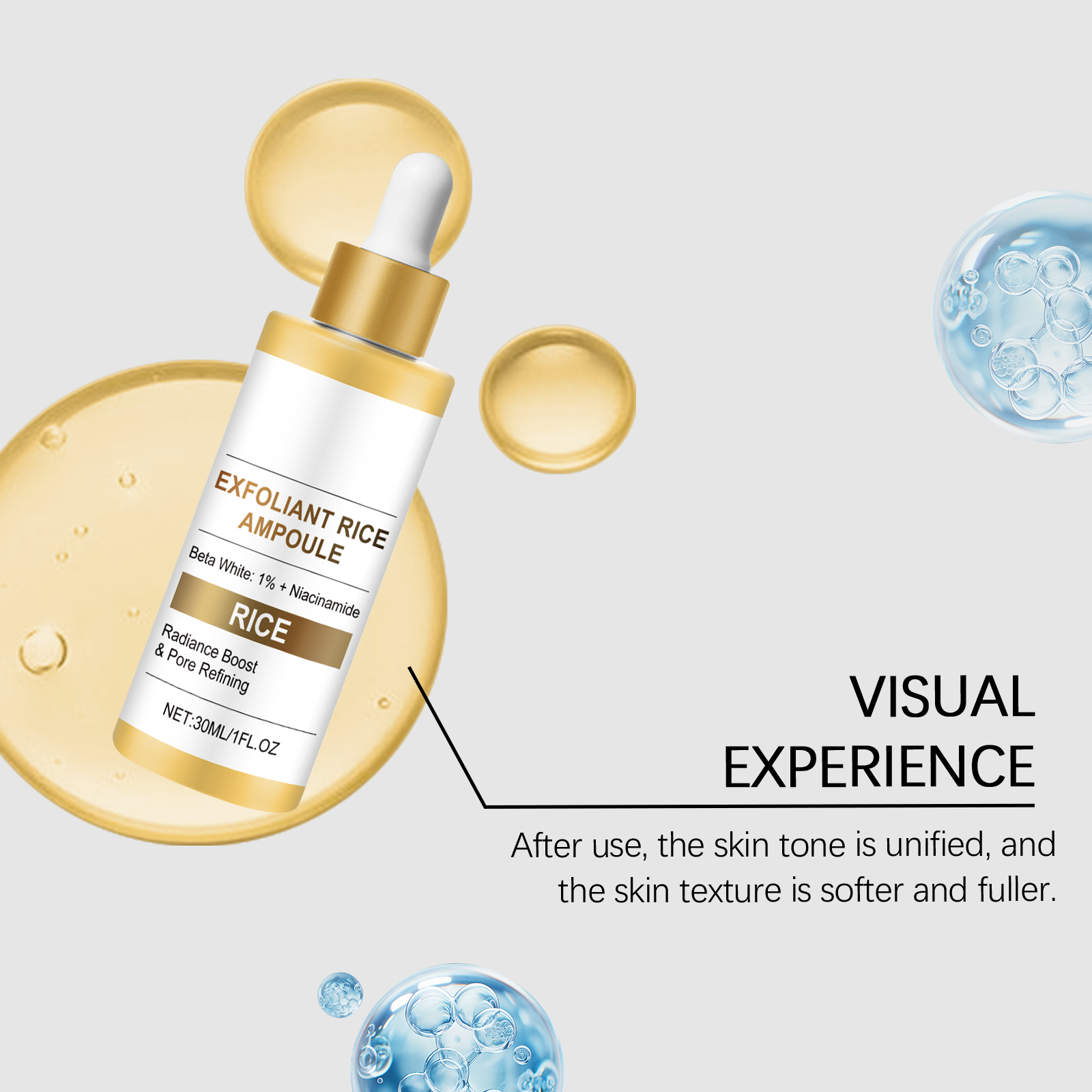 Rice Essence Liquid Exfoliating Cleansing Refreshing Non Sticky Nourishing Smooth Moisturizing Facial Skin Care Product