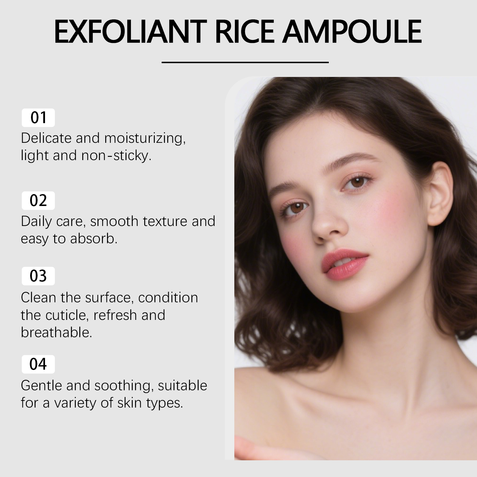 Rice Essence Liquid Exfoliating Cleansing Refreshing Non Sticky Nourishing Smooth Moisturizing Facial Skin Care Product