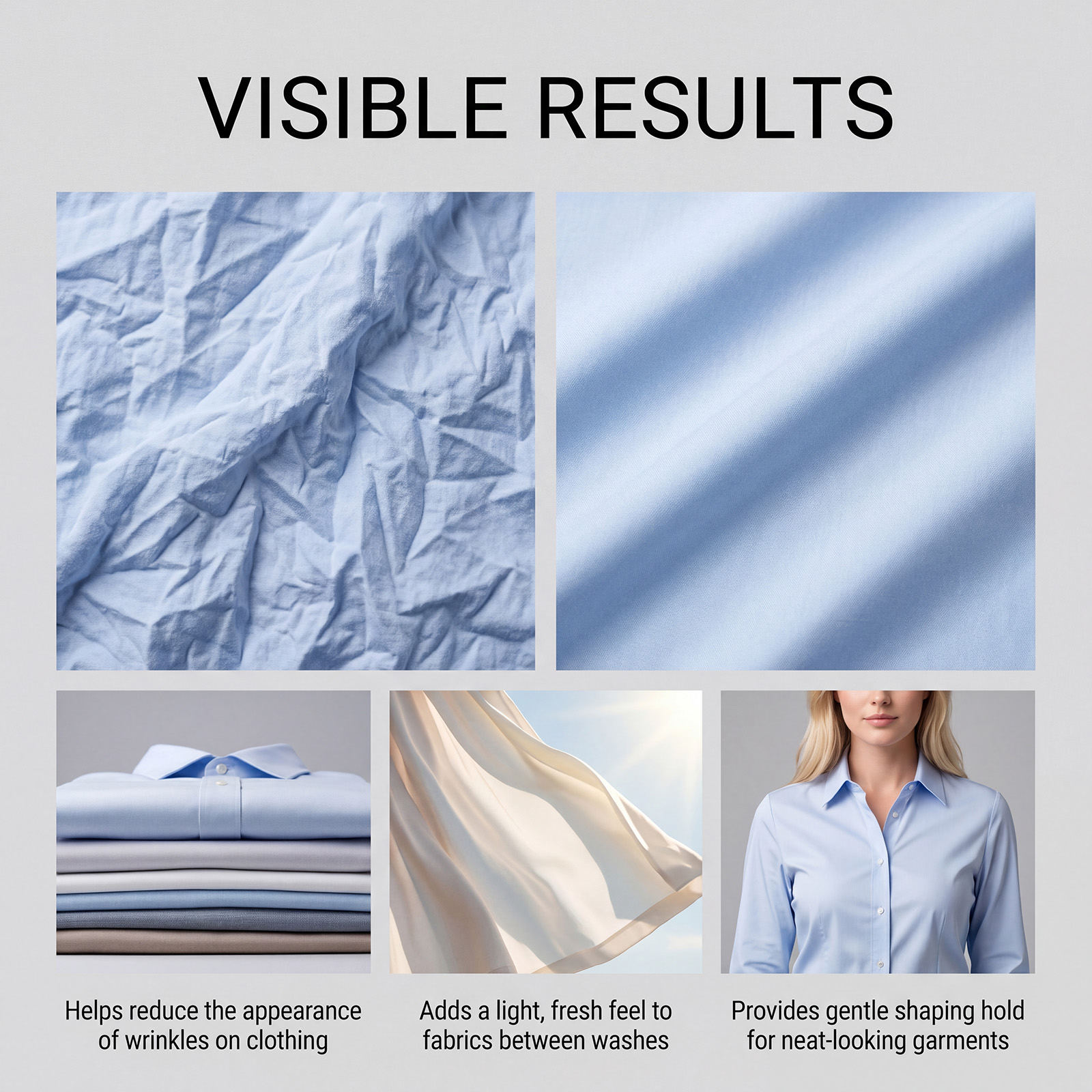Garment Care Refreshing Spray Mild Formula Smooth Fabric Fast Remove Creases Daily Shirt Upkeep Soft Long Last Flat Texture