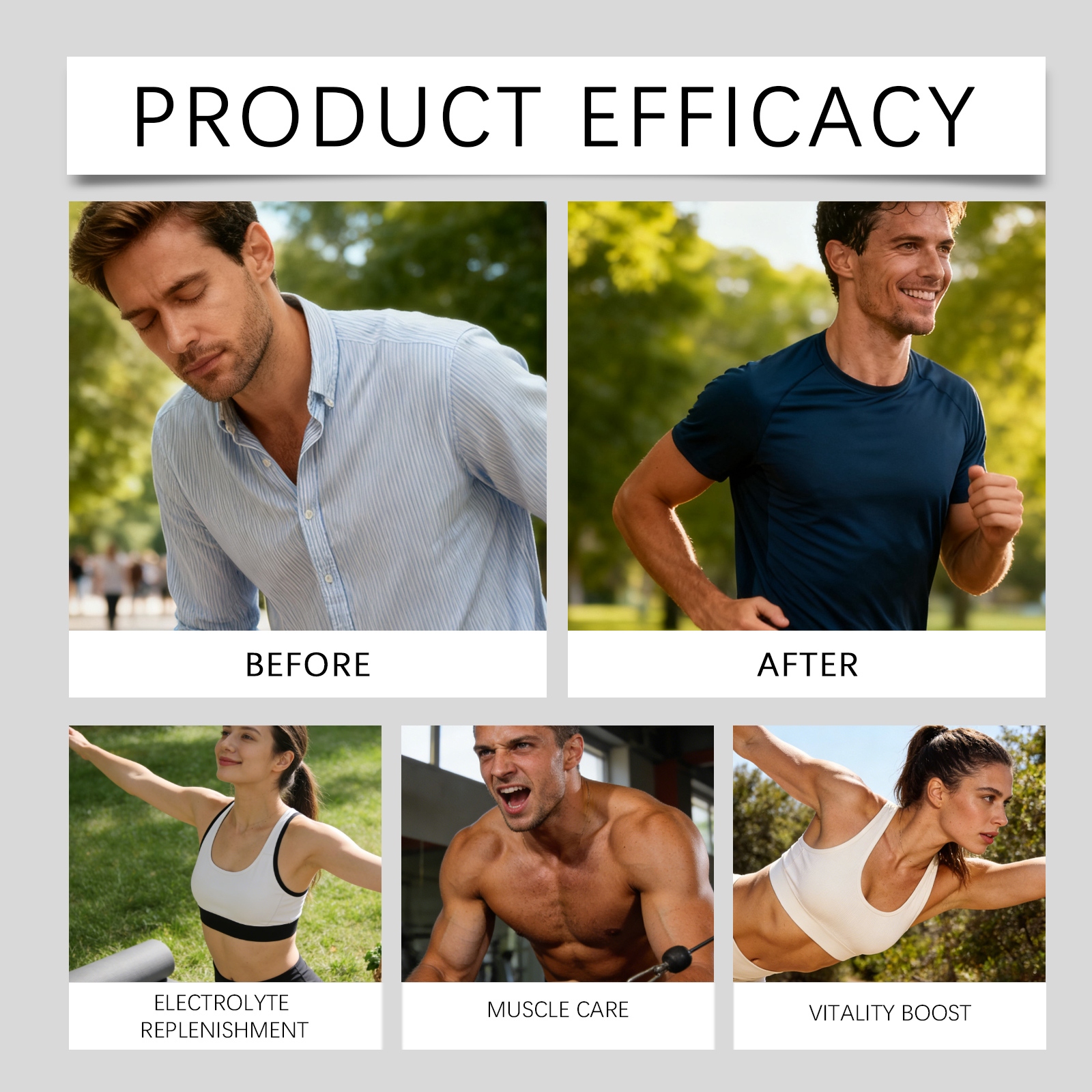 Electrolyte Energy Supplement Powder Mild Gentle Portable Daily Body Vitality Strength Boost Active Healthy Natural Care