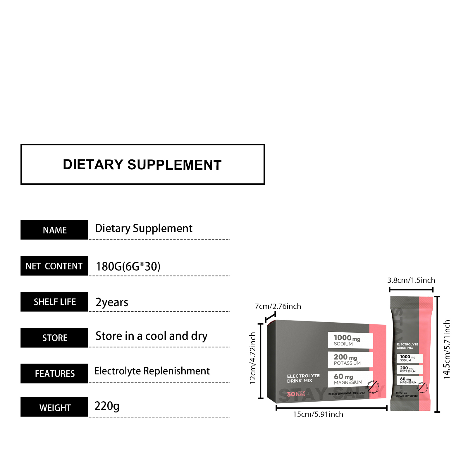 Electrolyte Energy Supplement Powder Mild Gentle Portable Daily Body Vitality Strength Boost Active Healthy Natural Care